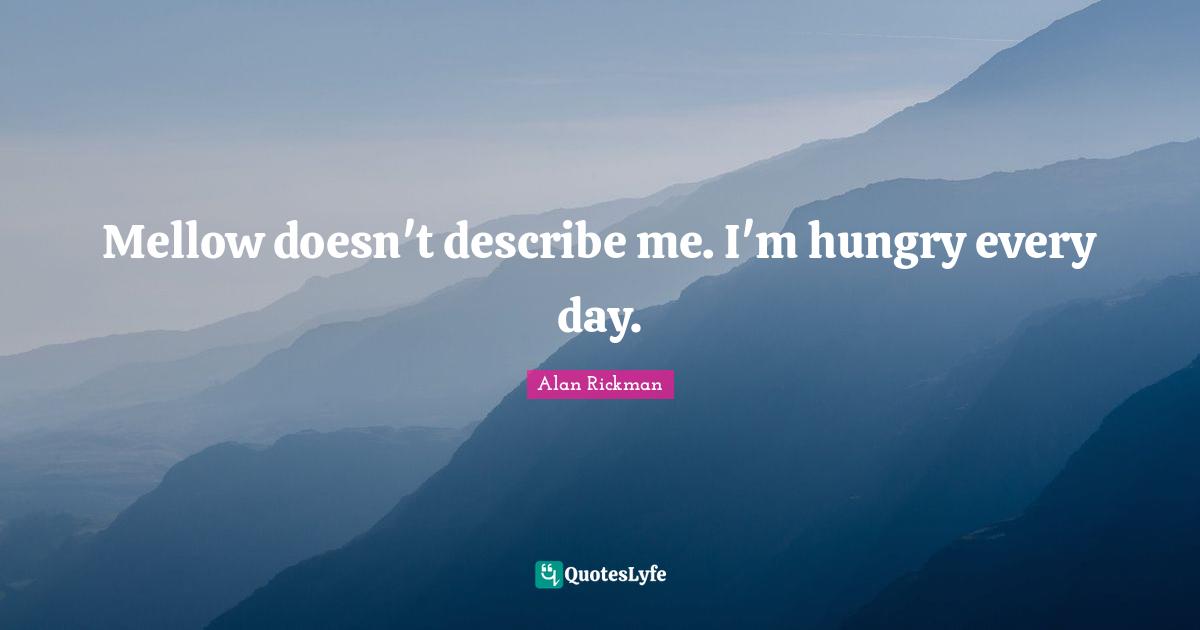 Mellow doesn't describe me. I'm hungry every day.