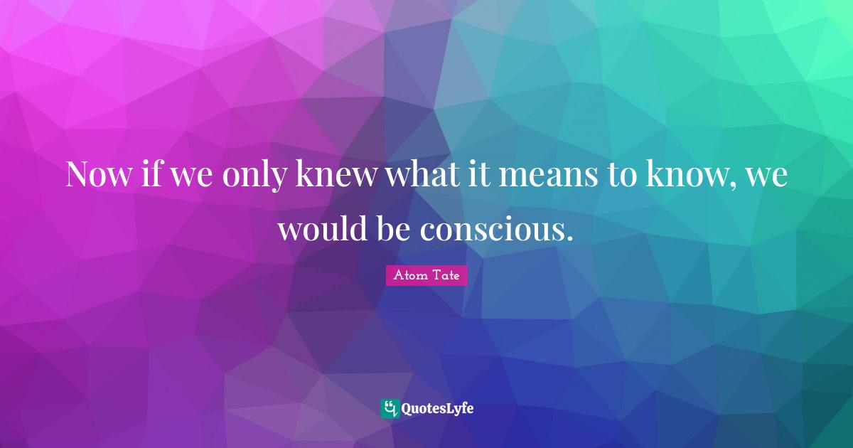 Now if we only knew what it means to know, we would be conscious.