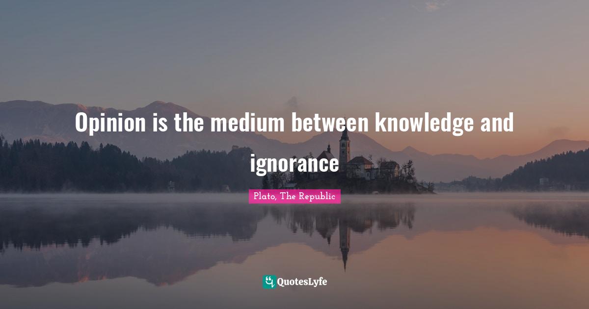 Plato, The Republic Quotes: Opinion is the medium between knowledge and ignorance