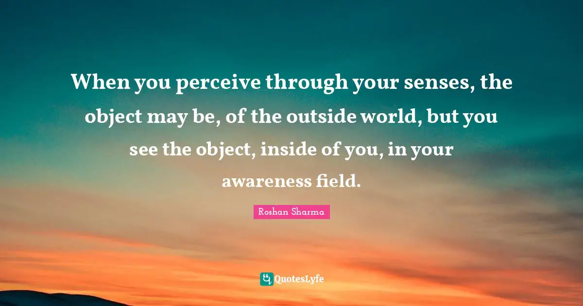 When you perceive through your senses, the object may be, of the outside world, but you see the object, inside of you, in your awareness field.