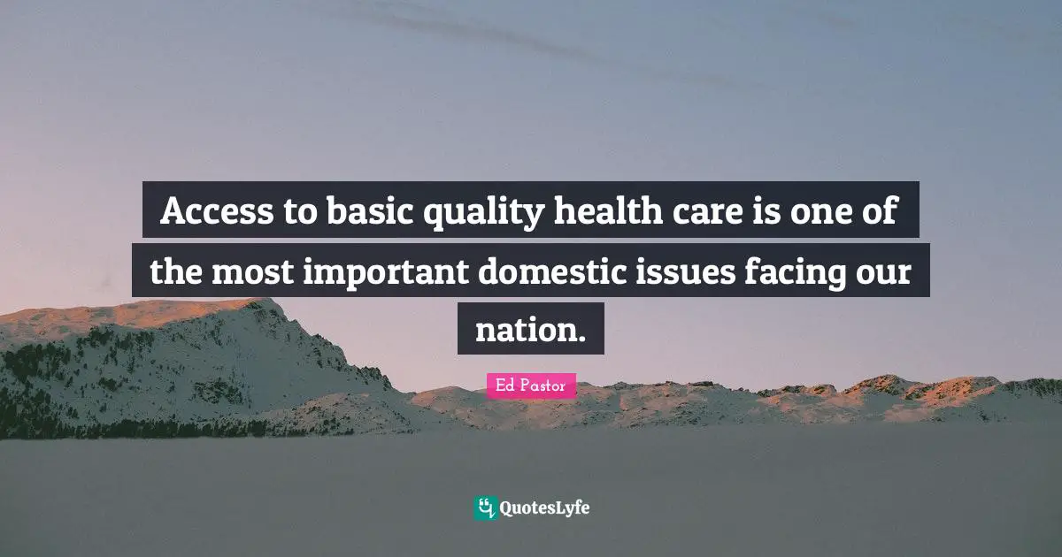 Access to basic quality health care is one of the most important domestic issues facing our nation.