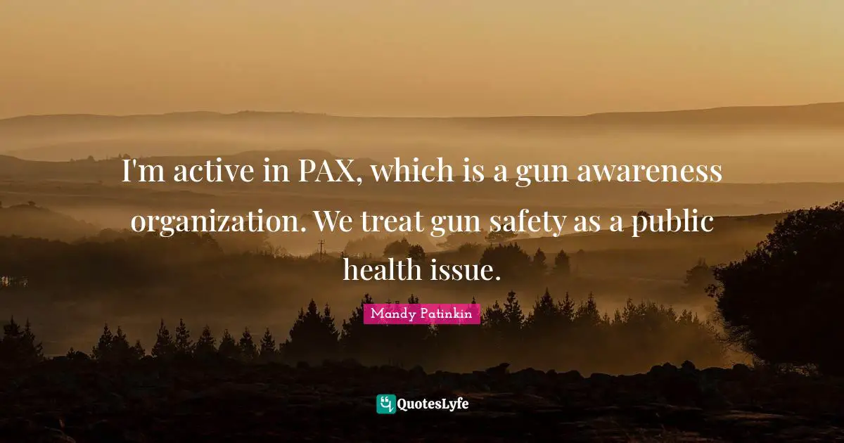 I'm active in PAX, which is a gun awareness organization. We treat gun safety as a public health issue.