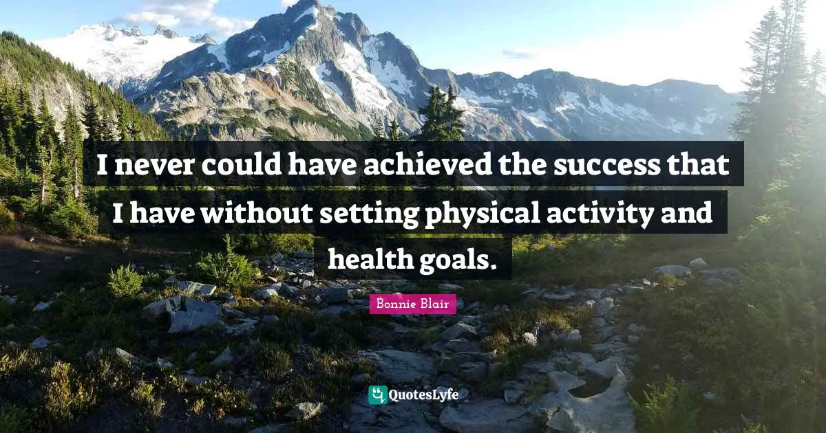 Bonnie Blair Quotes: "I never could have achieved the success that I have without setting physical activity and health goals."