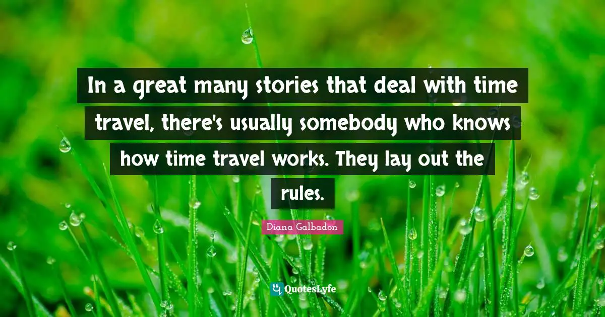 In a great many stories that deal with time travel, there's usually somebody who knows how time travel works. They lay out the rules.