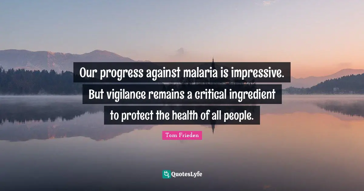 Our progress against malaria is impressive. But vigilance remains a critical ingredient to protect the health of all people.