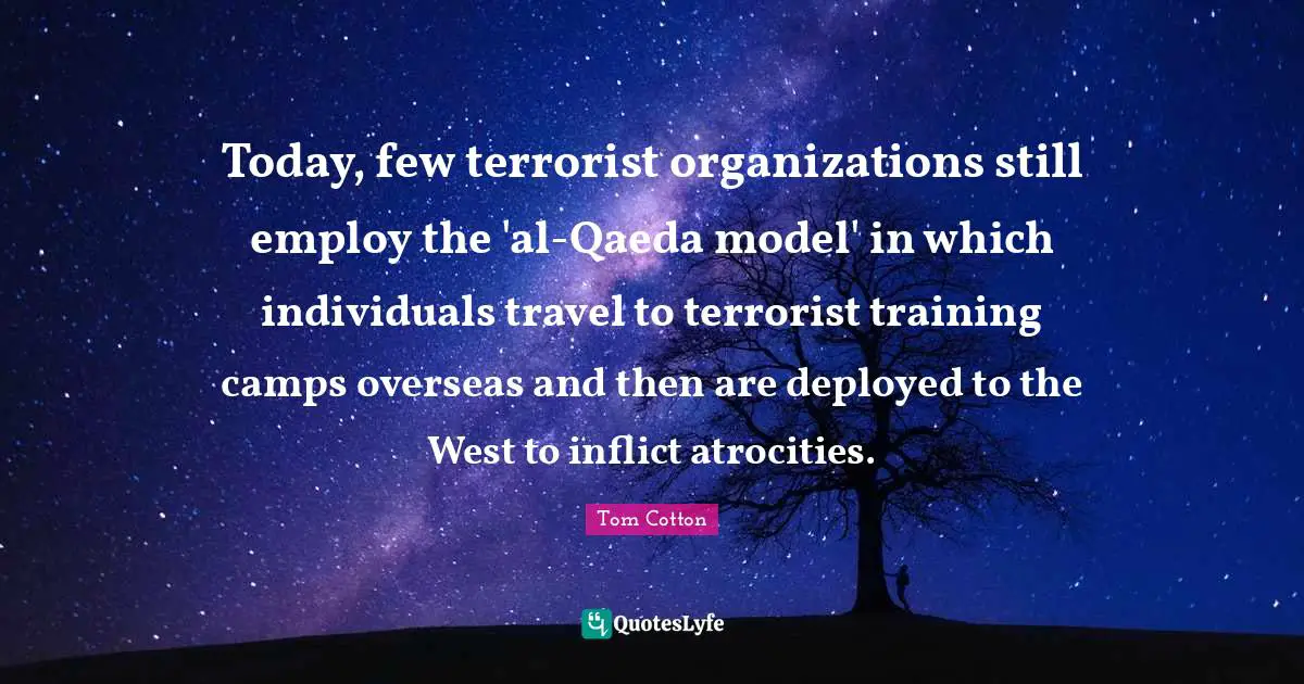 Today, few terrorist organizations still employ the 'al-Qaeda model' in which individuals travel to terrorist training camps overseas and then are deployed to the West to inflict atrocities.