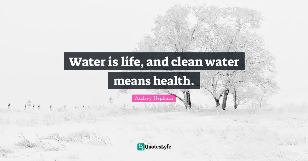 Water is life, and clean water means health.