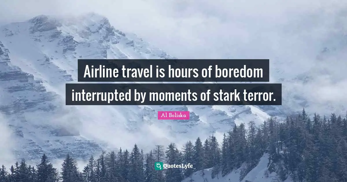 Airline travel is hours of boredom interrupted by moments of stark terror.