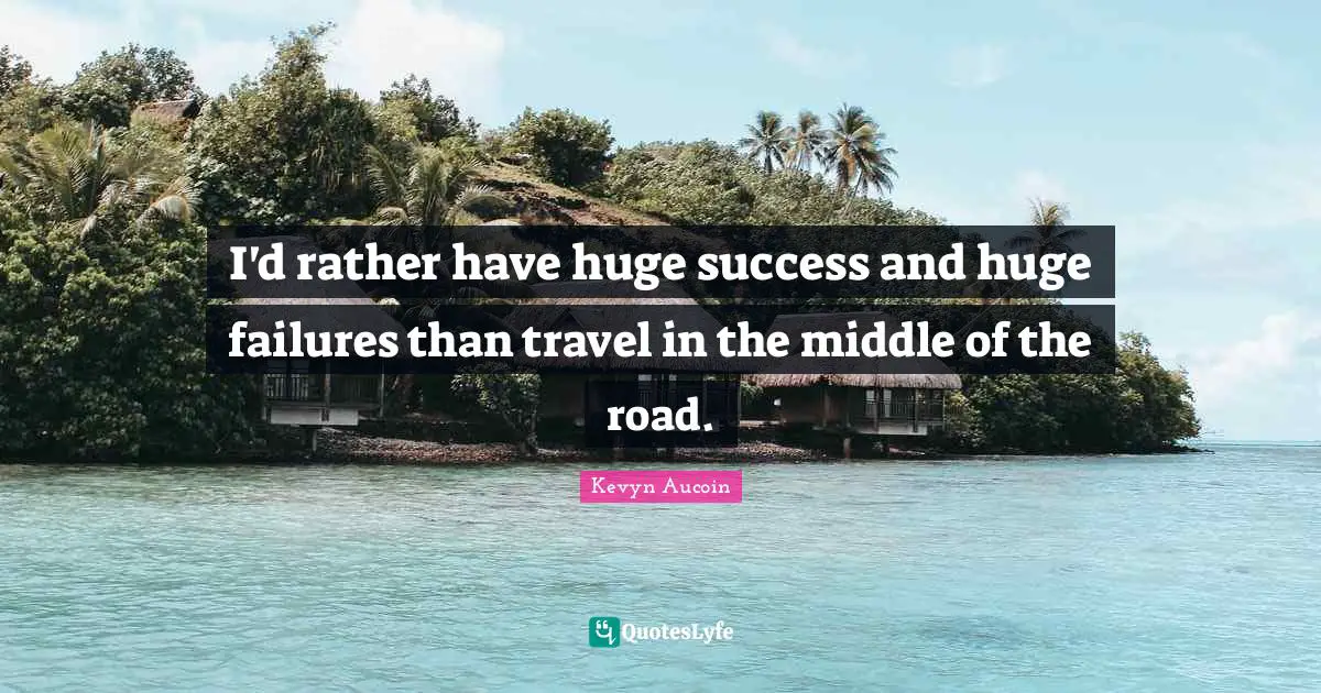 I'd rather have huge success and huge failures than travel in the middle of the road.