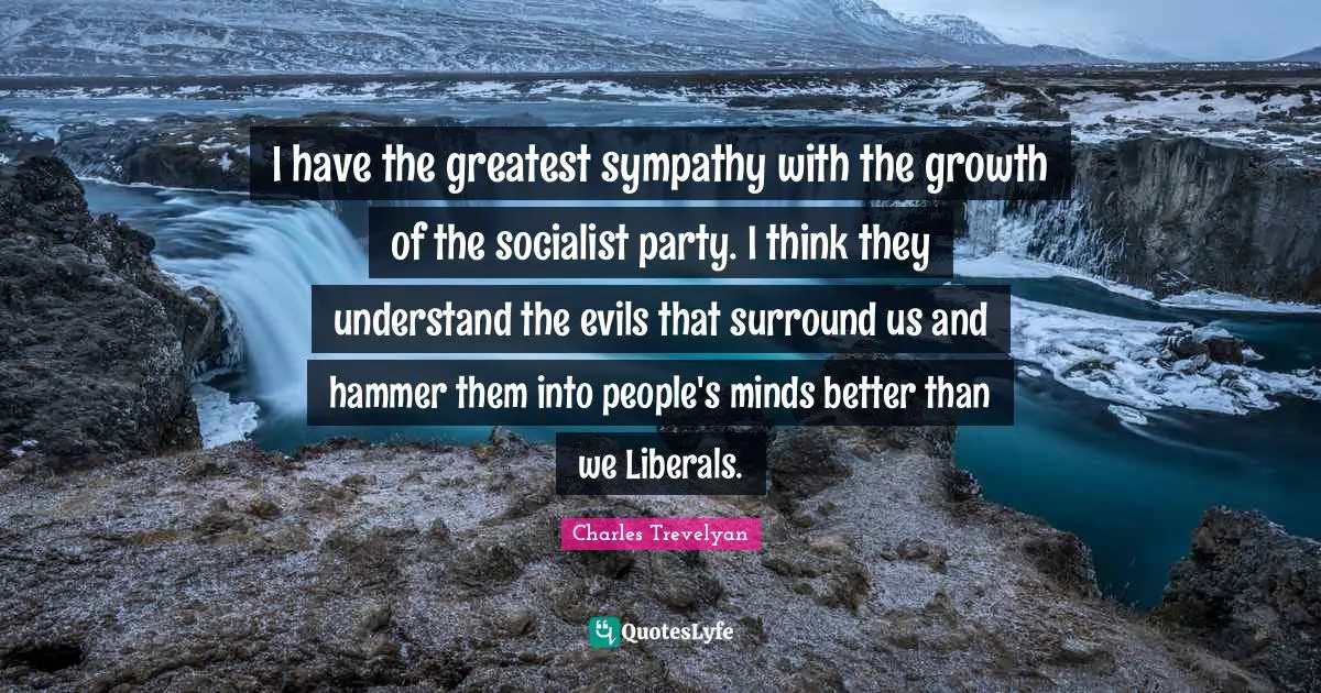 I have the greatest sympathy with the growth of the socialist party. I think they understand the evils that surround us and hammer them into people's minds better than we Liberals.