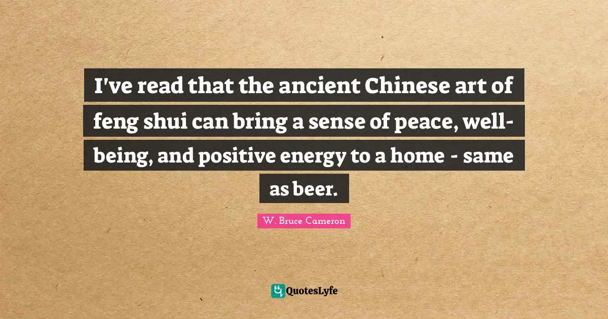 I've read that the ancient Chinese art of feng shui can bring a sense of peace, well-being, and positive energy to a home - same as beer.