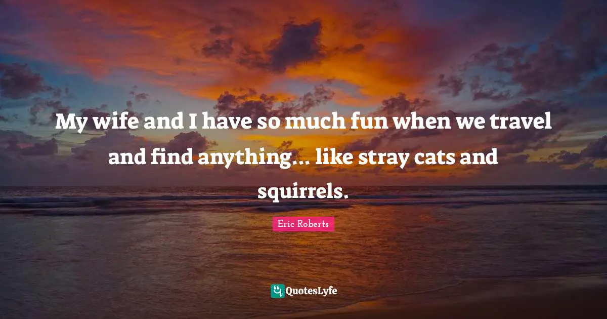 My wife and I have so much fun when we travel and find anything... like stray cats and squirrels.