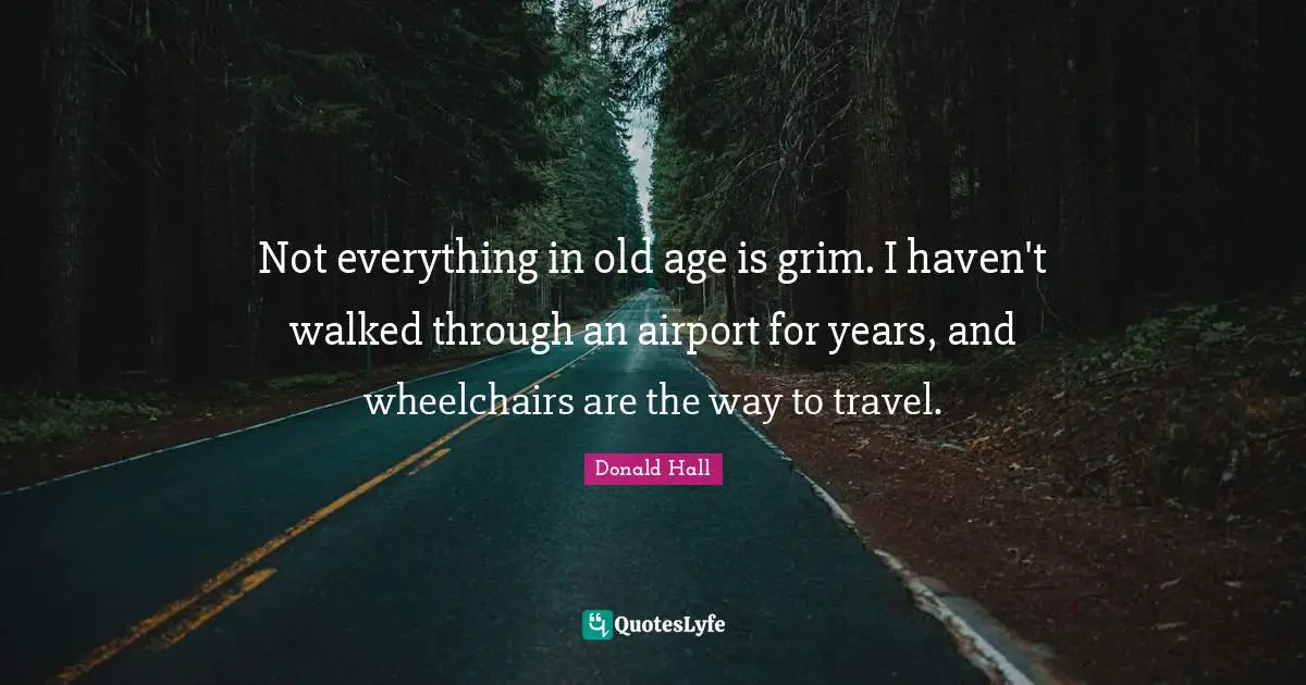 Not everything in old age is grim. I haven't walked through an airport for years, and wheelchairs are the way to travel.