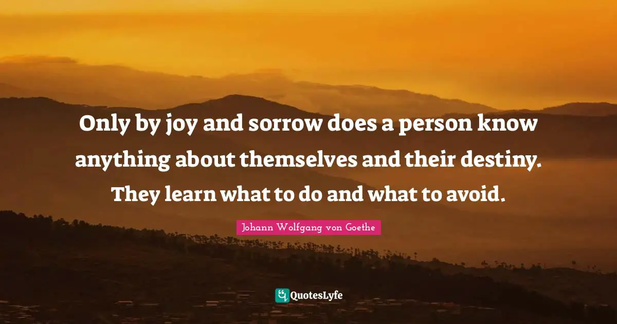 Only by joy and sorrow does a person know anything about themselves and their destiny. They learn what to do and what to avoid.