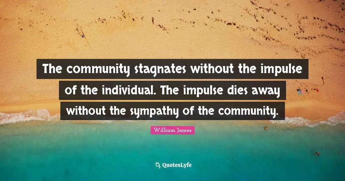 The community stagnates without the impulse of the individual. The impulse dies away without the sympathy of the community.