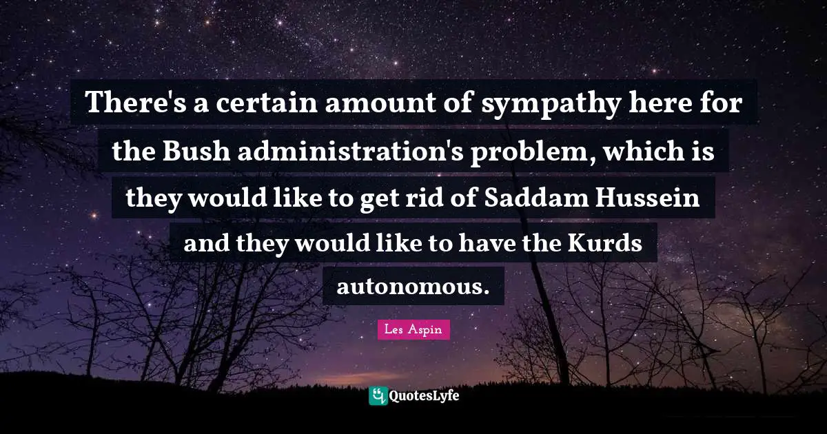 There's a certain amount of sympathy here for the Bush administration's problem, which is they would like to get rid of Saddam Hussein and they would like to have the Kurds autonomous.