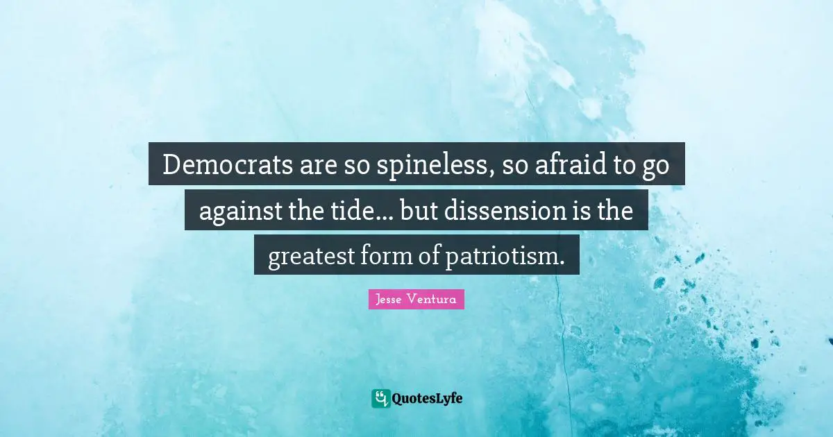 Democrats are so spineless, so afraid to go against the tide... but dissension is the greatest form of patriotism.