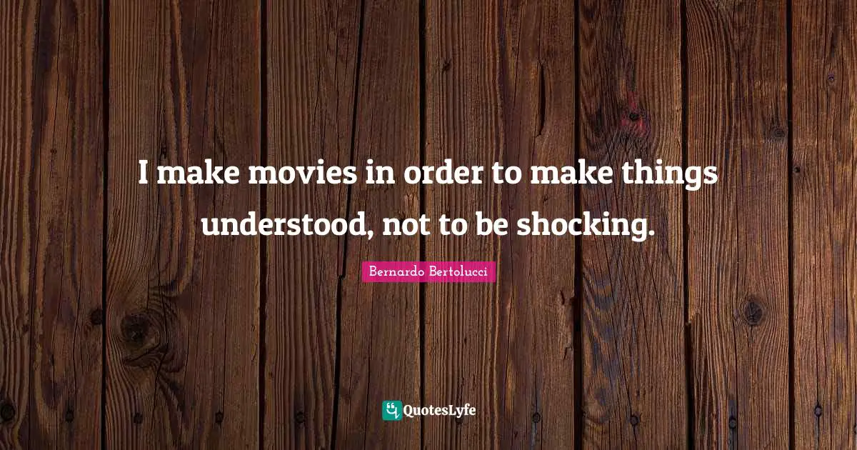 I make movies in order to make things understood, not to be shocking.