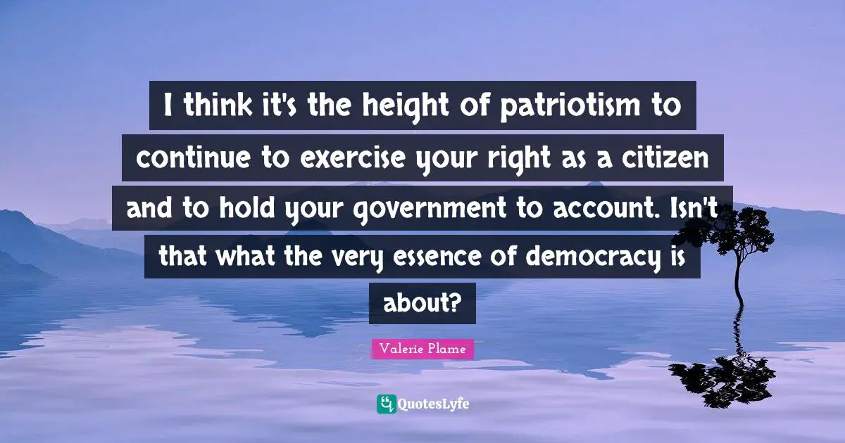 I think it's the height of patriotism to continue to exercise your right as a citizen and to hold your government to account. Isn't that what the very essence of democracy is about?