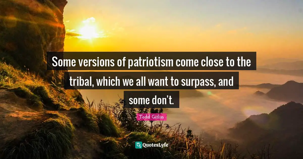 Some versions of patriotism come close to the tribal, which we all want to surpass, and some don't.