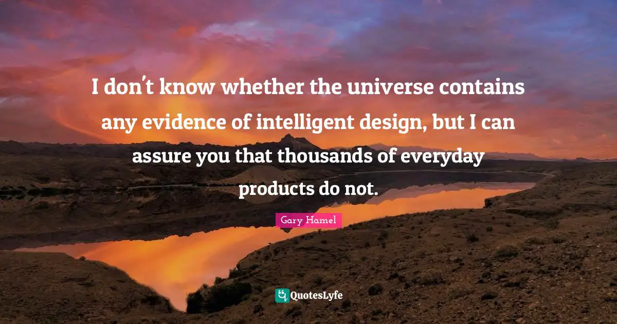 I don't know whether the universe contains any evidence of intelligent design, but I can assure you that thousands of everyday products do not.