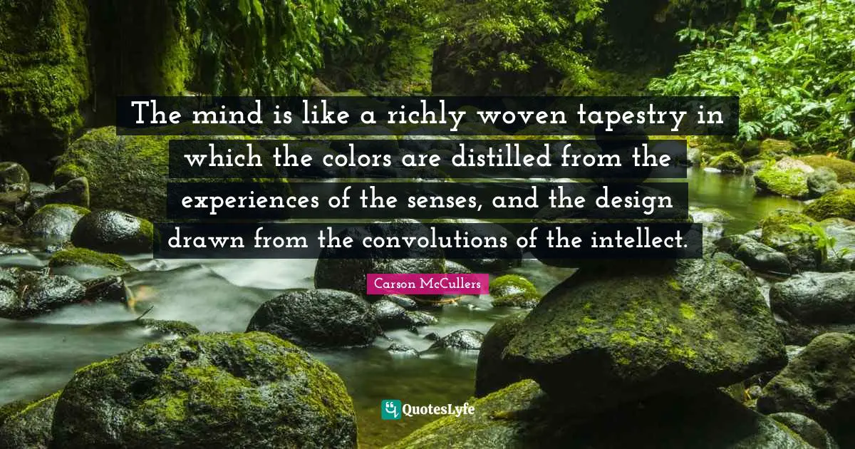 The mind is like a richly woven tapestry in which the colors are distilled from the experiences of the senses, and the design drawn from the convolutions of the intellect.
