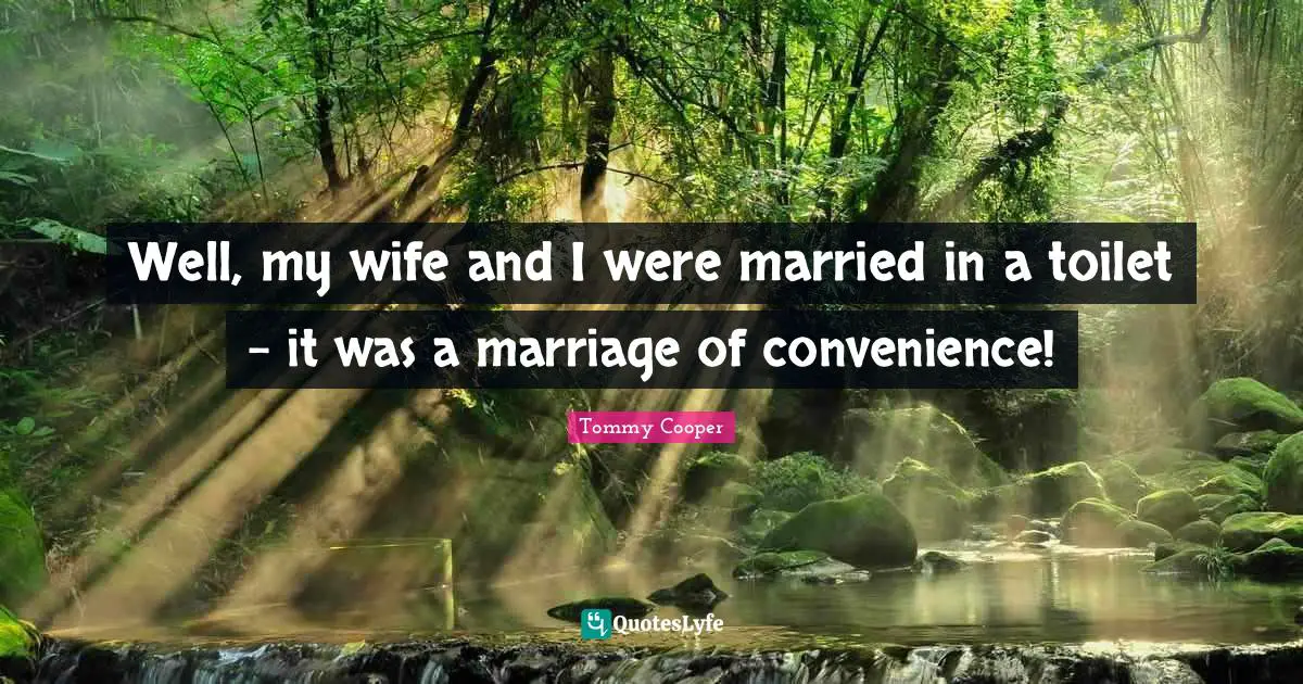 Well, my wife and I were married in a toilet - it was a marriage of convenience!