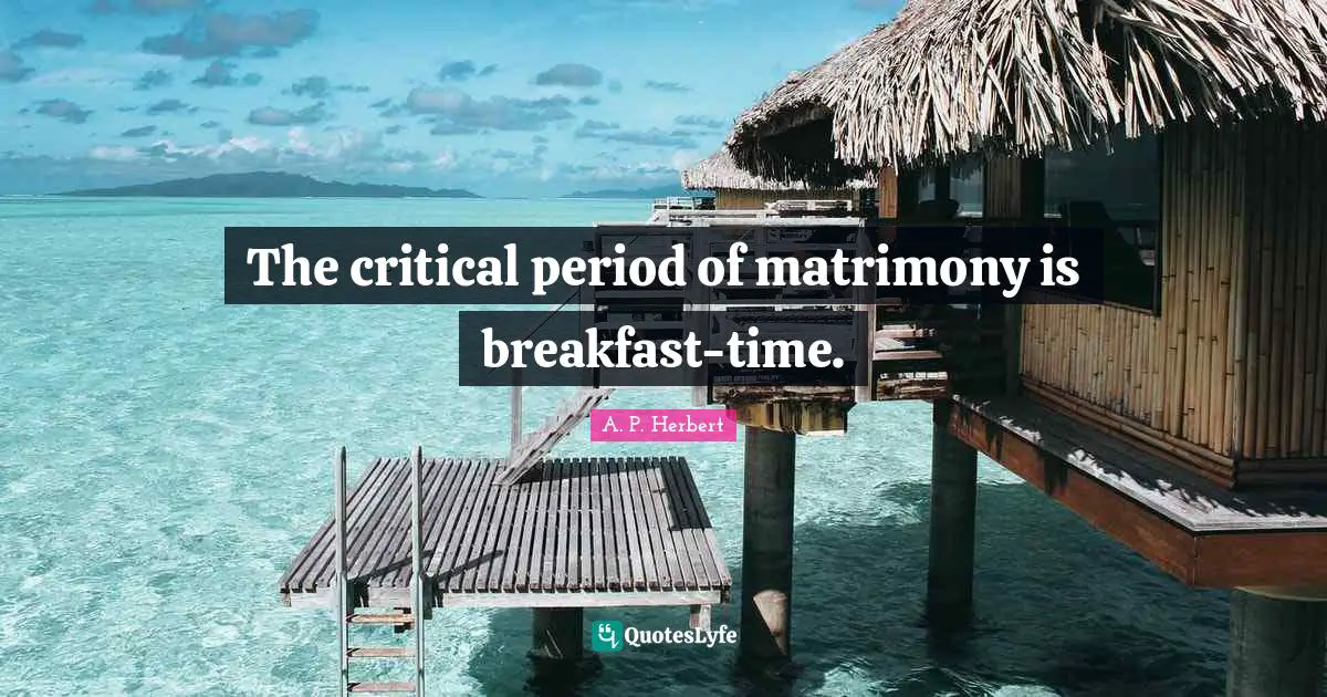 Matrimony Quotes: "The critical period of matrimony is breakfast-time."