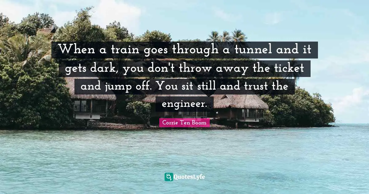 When a train goes through a tunnel and it gets dark, you don't throw away the ticket and jump off. You sit still and trust the engineer.