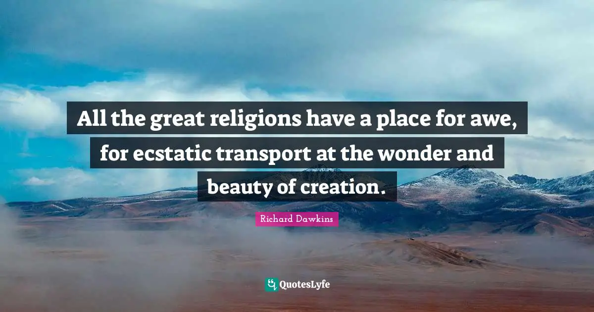 All the great religions have a place for awe, for ecstatic transport at the wonder and beauty of creation.