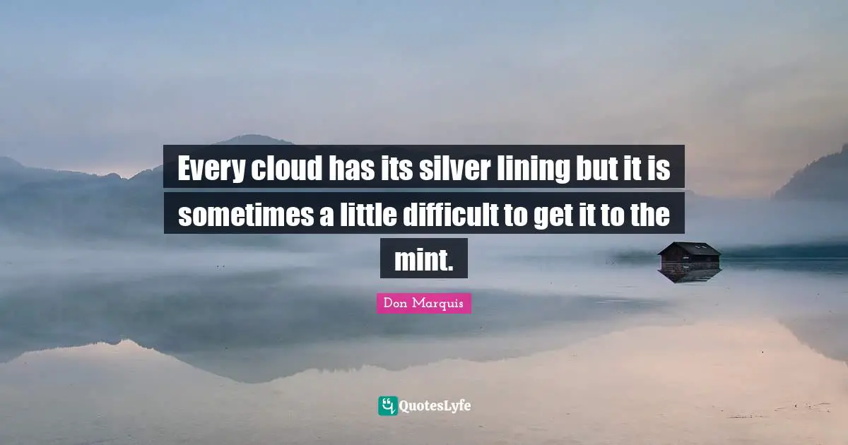Every cloud has its silver lining but it is sometimes a little difficult to get it to the mint.