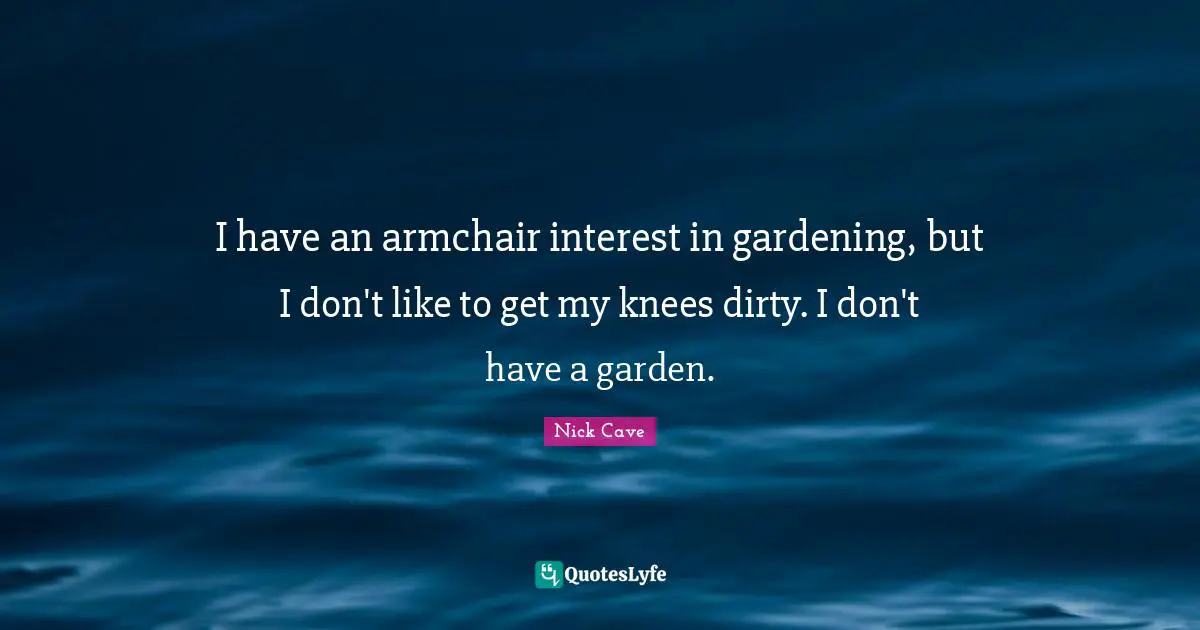 I have an armchair interest in gardening, but I don't like to get my knees dirty. I don't have a garden.