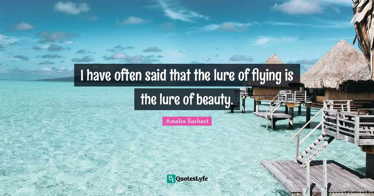 I have often said that the lure of flying is the lure of beauty.