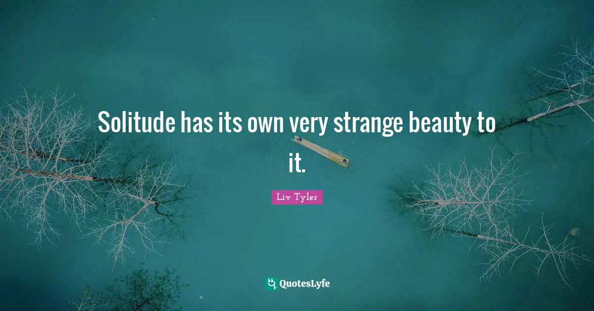 Solitude has its own very strange beauty to it.