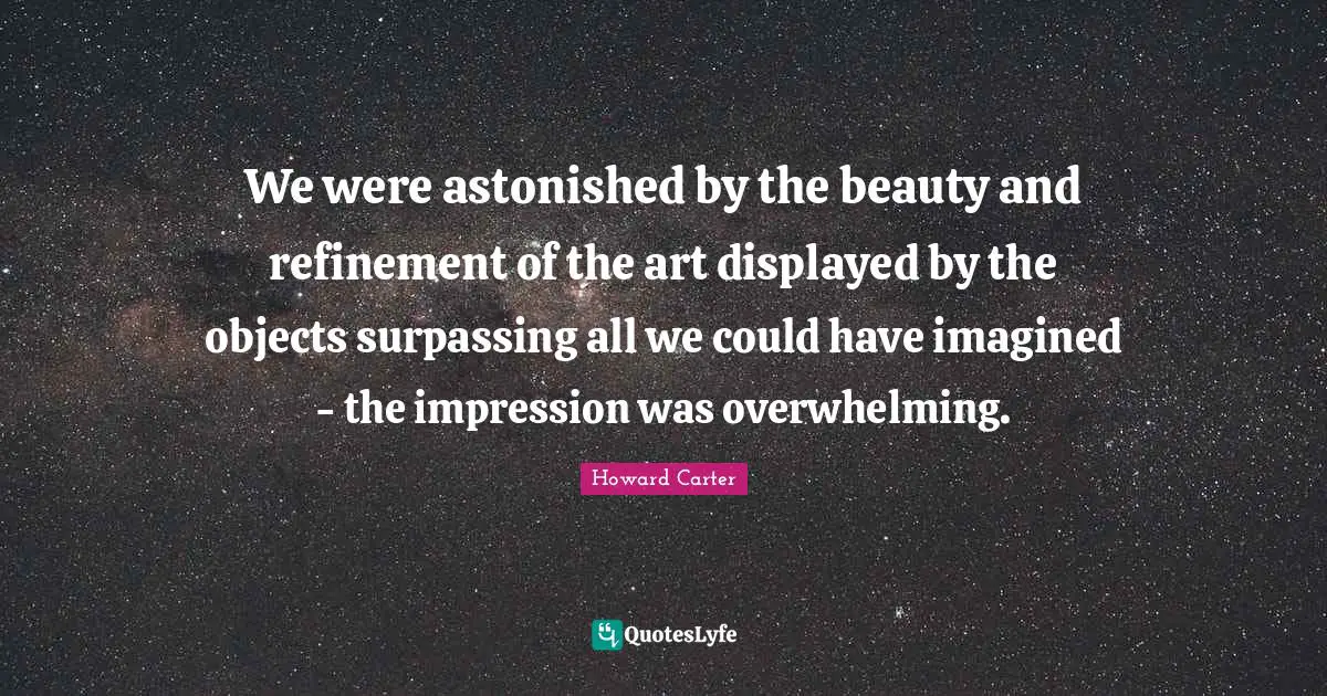 We were astonished by the beauty and refinement of the art displayed by the objects surpassing all we could have imagined - the impression was overwhelming.