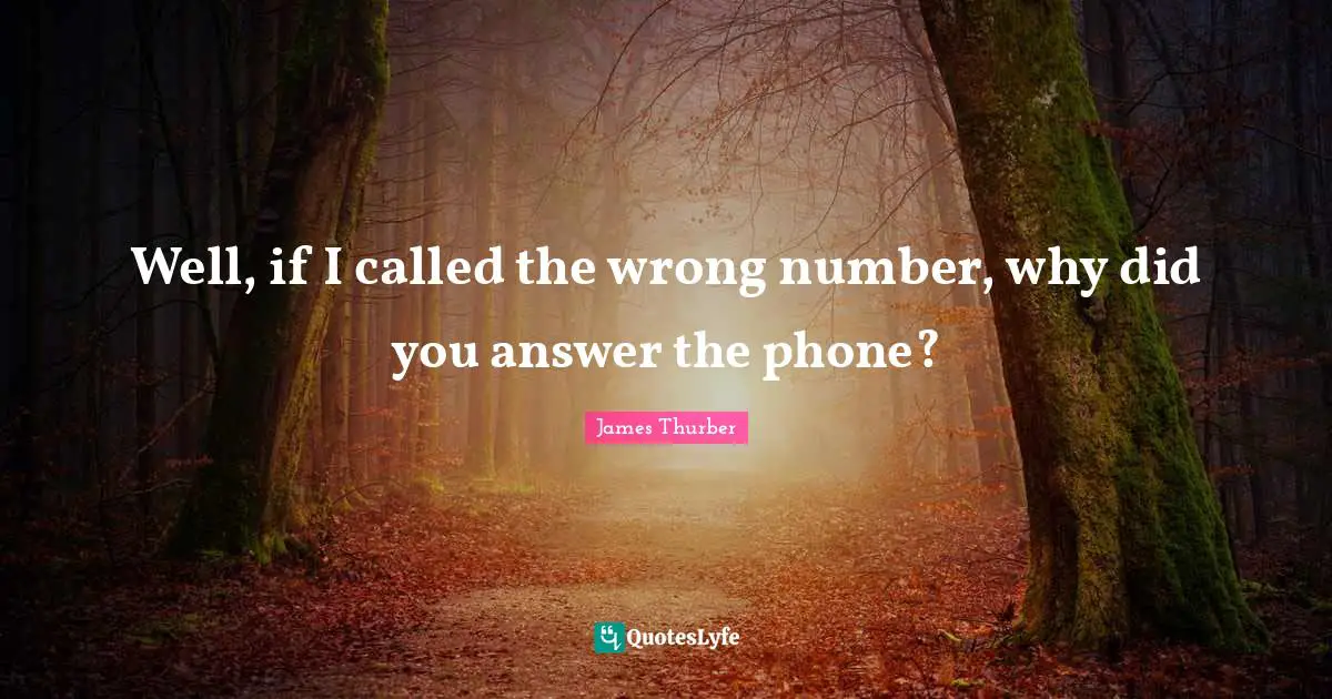 Well, if I called the wrong number, why did you answer the phone?