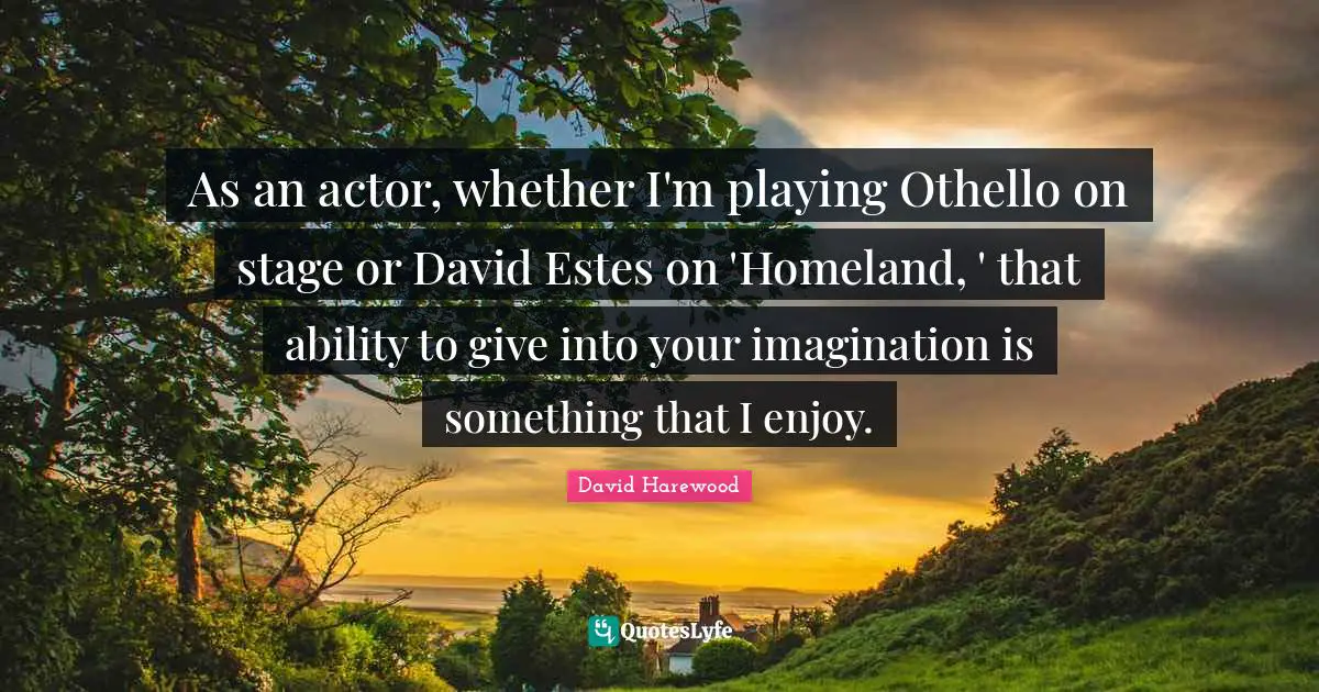 As an actor, whether I'm playing Othello on stage or David Estes on 'Homeland, ' that ability to give into your imagination is something that I enjoy.