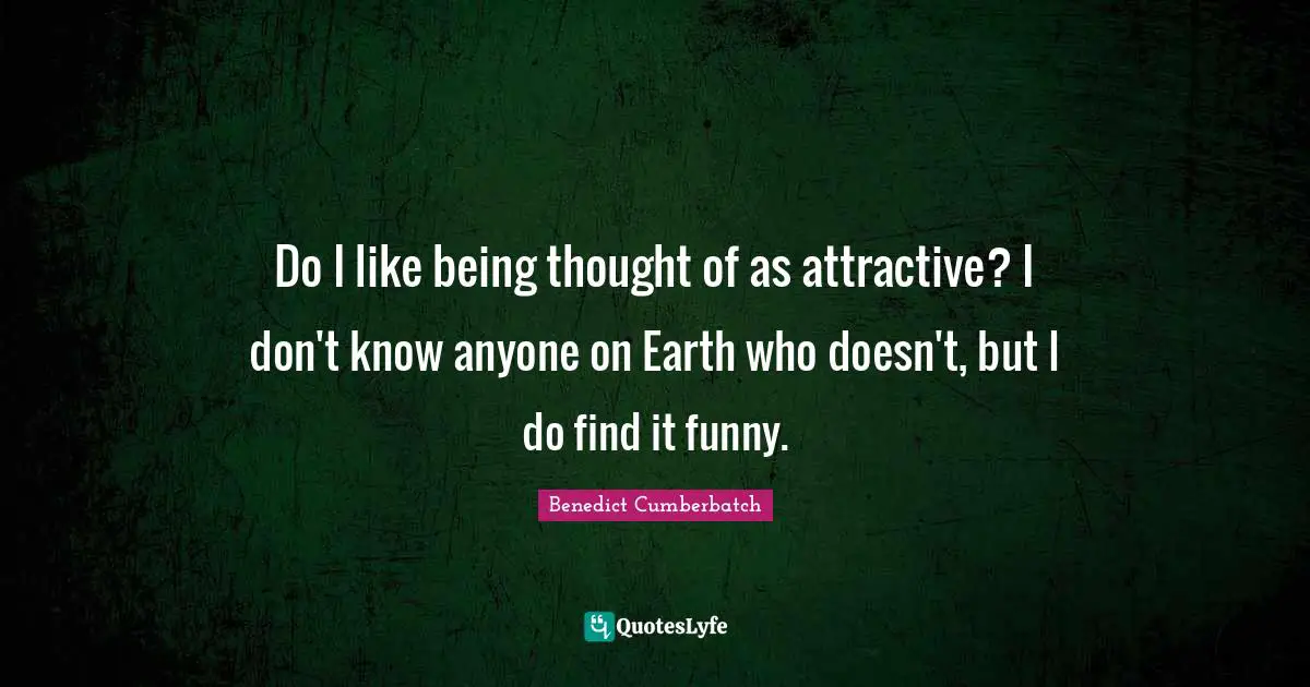 Do I like being thought of as attractive? I don't know anyone on Earth who doesn't, but I do find it funny.