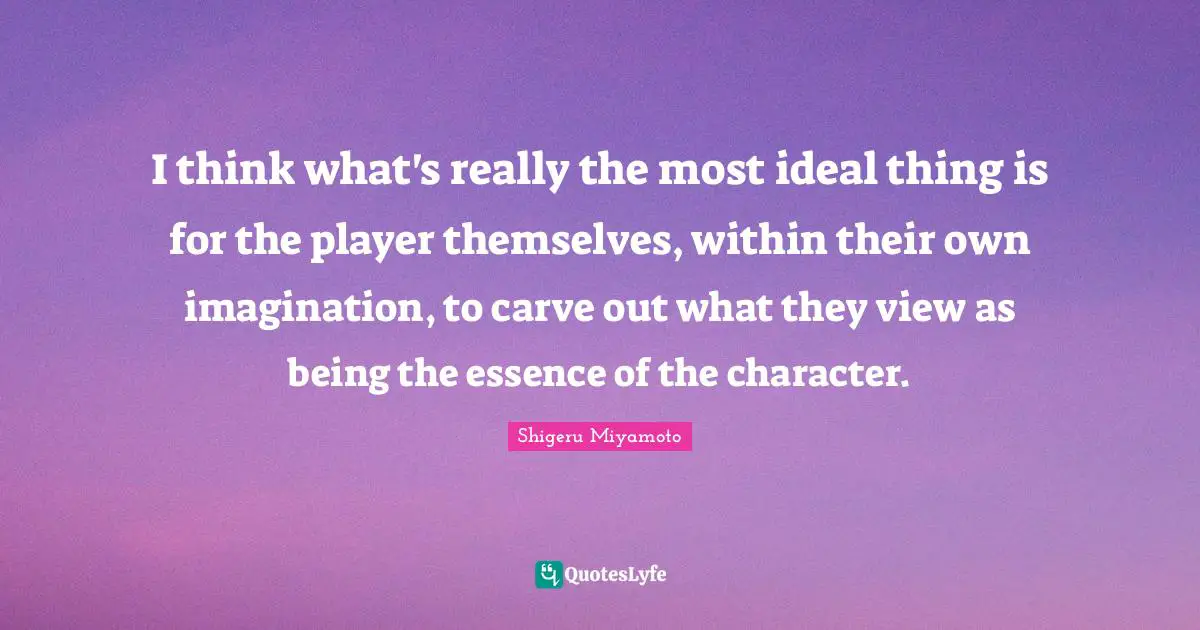 I think what's really the most ideal thing is for the player themselves, within their own imagination, to carve out what they view as being the essence of the character.