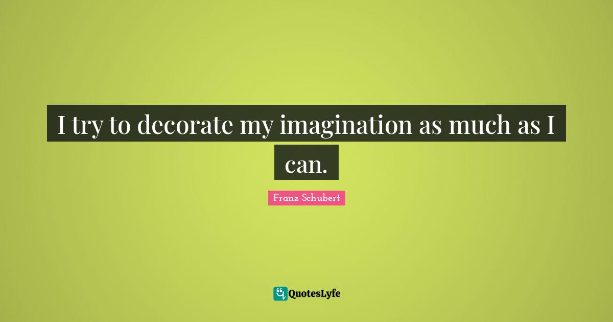 I try to decorate my imagination as much as I can.