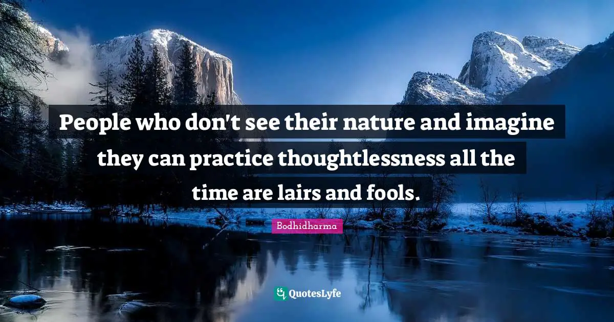 People who don't see their nature and imagine they can practice thoughtlessness all the time are lairs and fools.