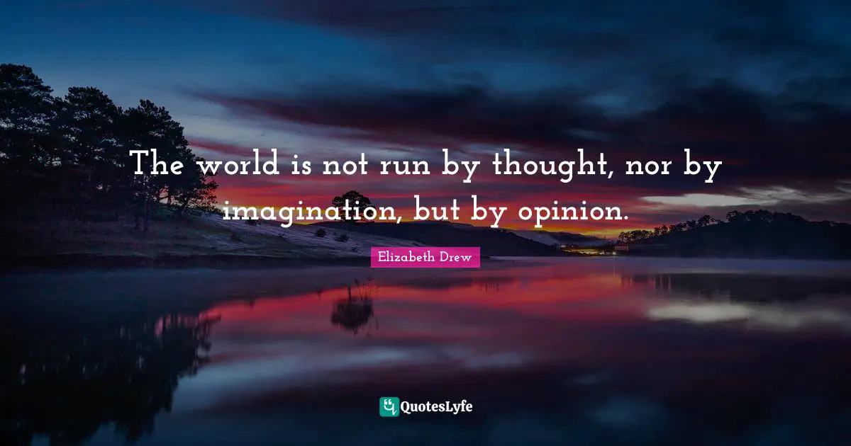 The world is not run by thought, nor by imagination, but by opinion.