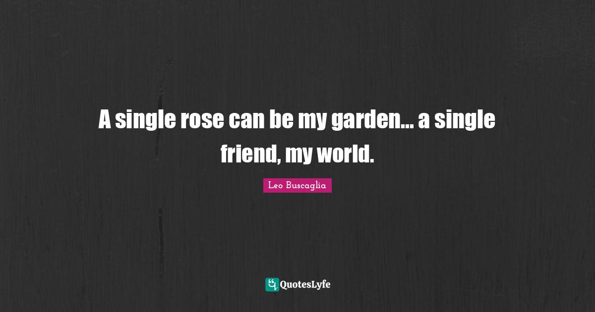 Rose Quotes: "A single rose can be my garden... a single friend, my world."