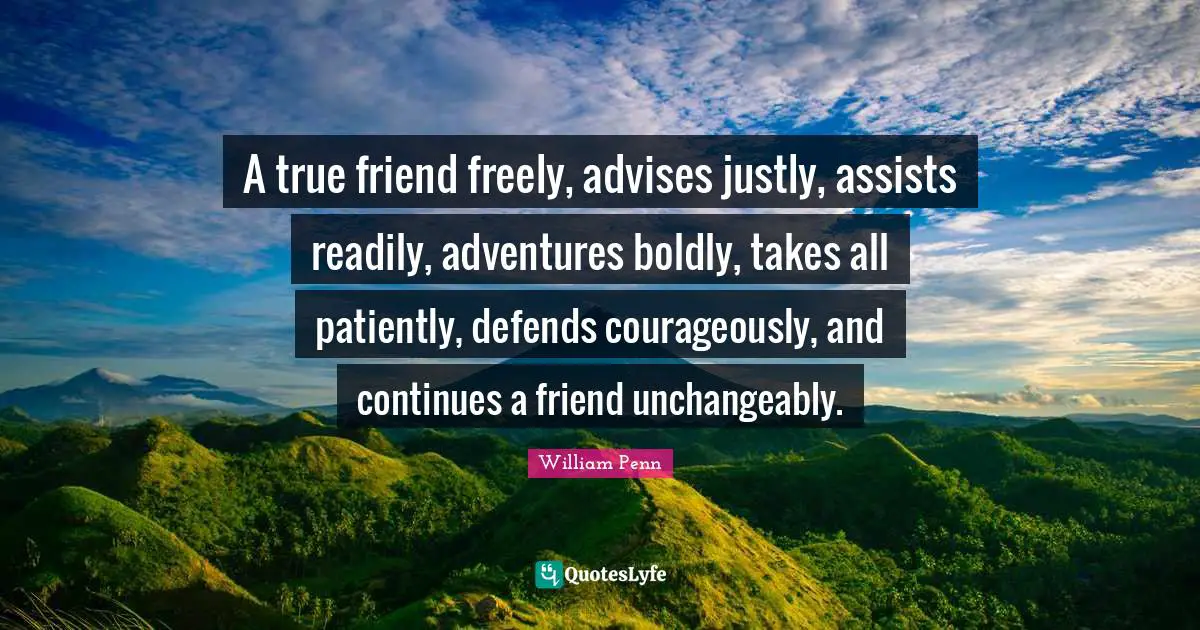 True Friend Quotes: "A true friend freely, advises justly, assists readily, adventures boldly, takes all patiently, defends courageously, and continues a friend unchangeably."