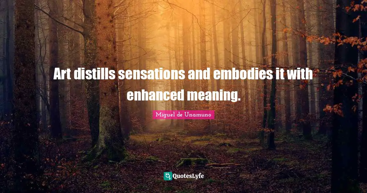 Art distills sensations and embodies it with enhanced meaning.
