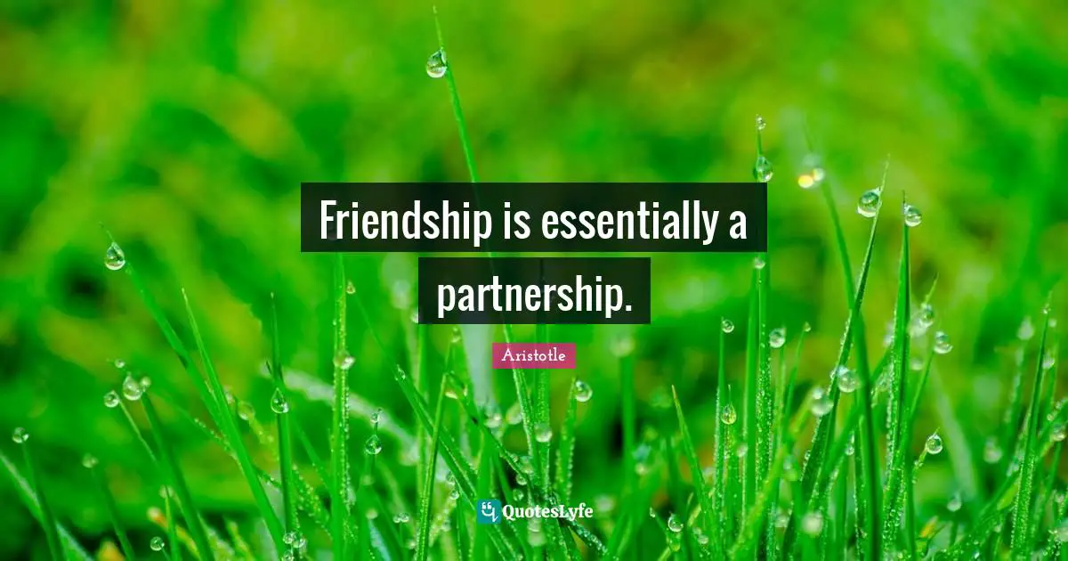 Partnership Quotes: "Friendship is essentially a partnership."