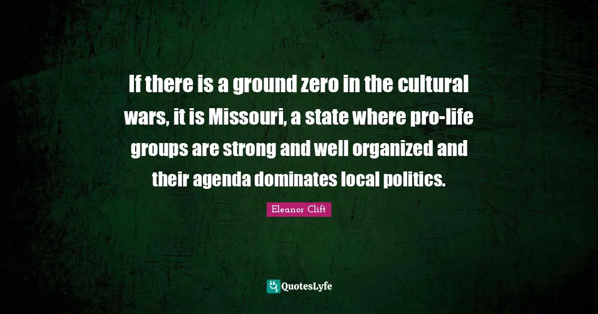 If there is a ground zero in the cultural wars, it is Missouri, a state where pro-life groups are strong and well organized and their agenda dominates local politics.