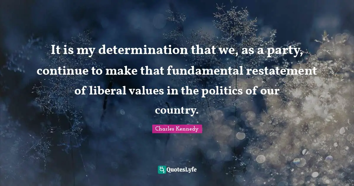 It is my determination that we, as a party, continue to make that fundamental restatement of liberal values in the politics of our country.
