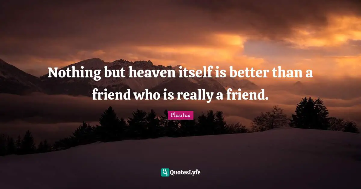 Heaven Quotes: "Nothing but heaven itself is better than a friend who is really a friend."