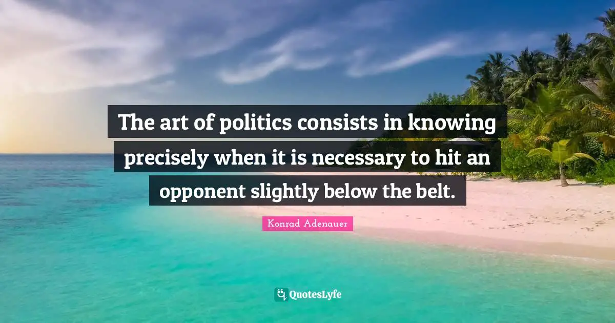 The art of politics consists in knowing precisely when it is necessary to hit an opponent slightly below the belt.
